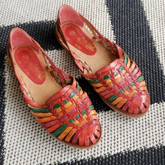 Leather Craft Shoes - Vintage Leather Craft Sarah multi color huarache